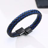 Men's ID Bracelet Microfiber Leather, Stainless Steel Magnetic Clasp Male Gift