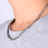Men's Silver Pingan Pattern Necklace Retro Personality Thick And Long Jewelry
