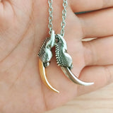 Men's Retro Silver Dragon Claw Pendant Necklace Gift