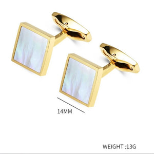 Men's Square Shell Inlay Cufflinks Business Suit Shirt Button