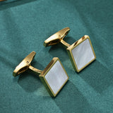 Men's Square Shell Inlay Cufflinks Business Suit Shirt Button