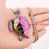 Men's Sea Turtle Pendant Stainless Steel Necklace Silver Jewelry