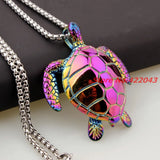 Men's Sea Turtle Pendant Stainless Steel Necklace Silver Jewelry