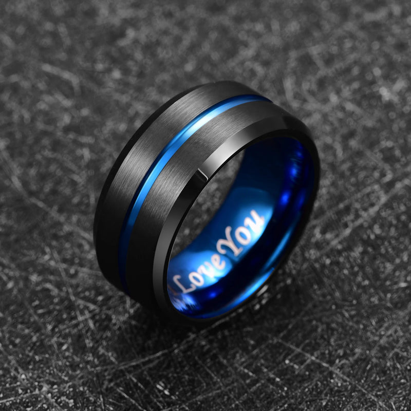 Men's Tungsten Carbide Beveled Edge Wedding Band 10mm