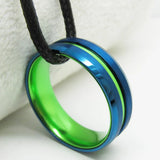 Men's Tungsten Wedding Band with Green Aluminum Inlay