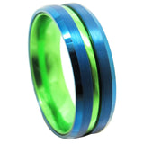 Men's Tungsten Wedding Band with Green Aluminum Inlay