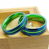 Men's Tungsten Wedding Band with Green Aluminum Inlay
