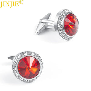 Men's Red Crystal French Cufflinks Round Rhinestone AliExpress