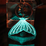 Mermaid Tail Crystal Keychain Glow In The Dark Jewelry