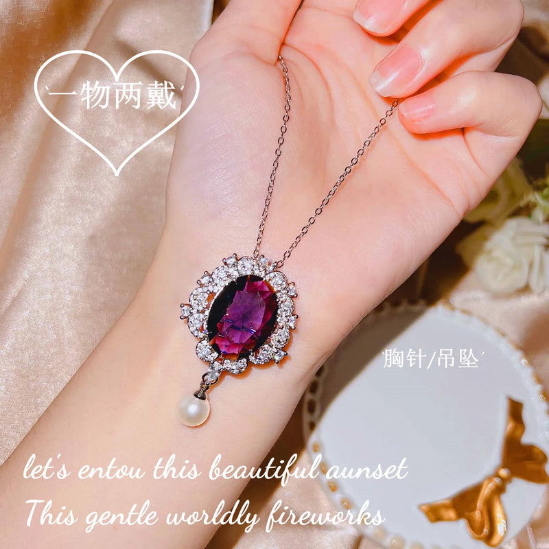 Mermaid Tears Pearl Necklace 925 Stamp Light Wedding Amethyst Necklace