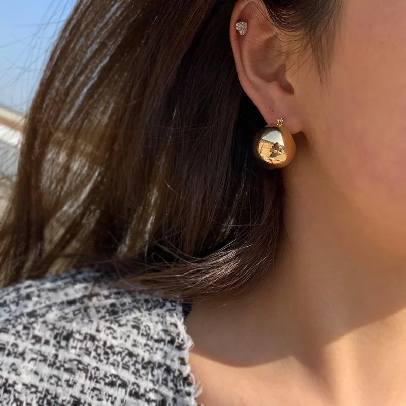 Geometric Spherical Stud Earrings 925 Silver Minimalist Travel Jewelry