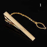 Metal Tie Clip with Chain Necktie Clasp
