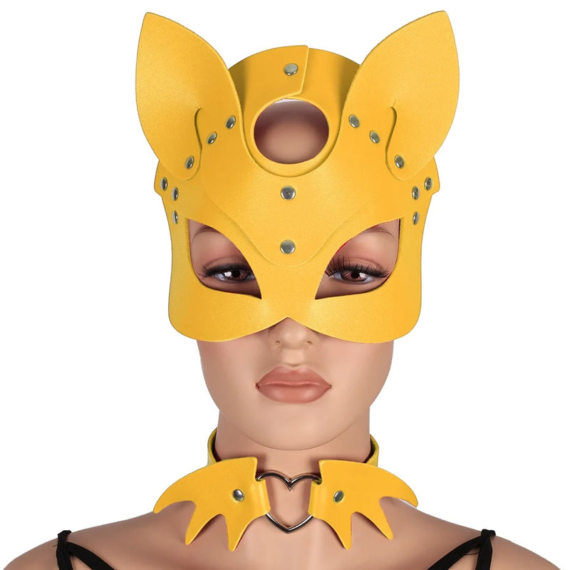 Metal Heart Collar Necklace Harness Ladies Mask Sexy Cosplay Jewelry