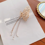 Metal Pearl Hair Clips Tassel Claw Hair Grabbing Clip Accessories