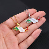 Mexico Map Flag Pendant Necklace Silver Stainless Steel Charm Mexican Jewelry