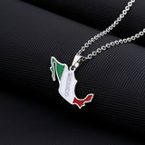 Mexico Map Flag Pendant Necklace Silver Stainless Steel Charm Mexican Jewelry