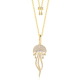 Crystal Jellyfish Clavicle Chain Necklace Ocean Tropical Tassel Woman Necklace