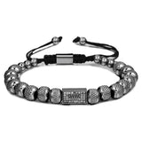 Micro Pave CZ Crown Square Charm Bracelets Stainless Steel Cubic Zircon Bangles