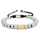 Micro Pave CZ Crown Square Charm Bracelets Stainless Steel Cubic Zircon Bangles