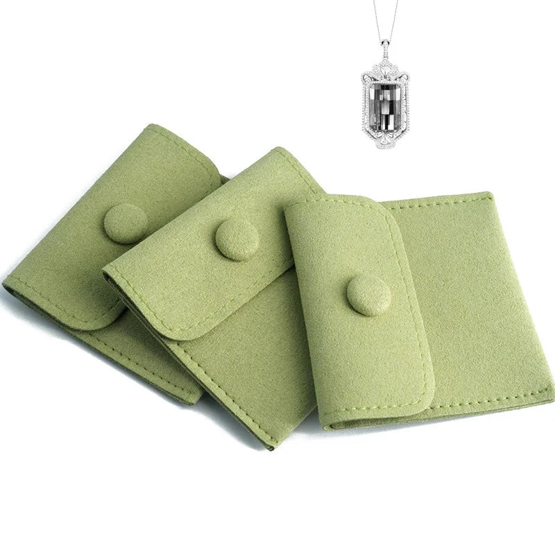 Microfiber Stud Hole Double Jewelry Bag Ring Button Storage Bag Carrying Bag