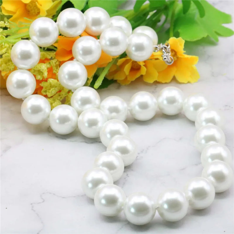 14MM Sea Shell Pearl Necklace Jewelry Making Rope Chain Natural Stone