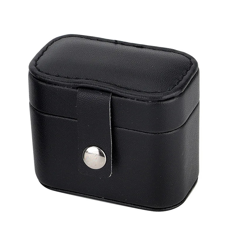 Mini Travel Jewelry Box with Mirror PU Leather Snap Organizer