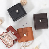 Mini Travel Jewelry Box with Mirror PU Leather Snap Organizer
