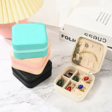 Mini Portable PU Jewelry Storage Box Ring Necklace Earrings Solid Box