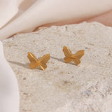 Minimalist Stripe Texture Small Butterfly Stud Earrings For Lady