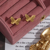 Minimalist Stripe Texture Small Butterfly Stud Earrings For Lady