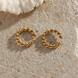 Stylish Rope Twisted Chain Ear Cuff Stainless Steel Plated No Piercing Earrings