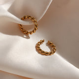 Stylish Rope Twisted Chain Ear Cuff Stainless Steel Plated No Piercing Earrings