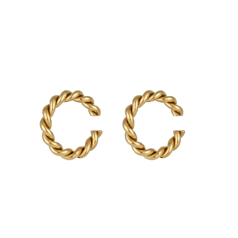 Stylish Rope Twisted Chain Ear Cuff Stainless Steel Plated No Piercing Earrings