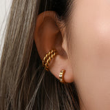 Stylish Rope Twisted Chain Ear Cuff Stainless Steel Plated No Piercing Earrings