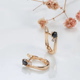 Rose Zircon Clip Earrings Diamond Inlay 585