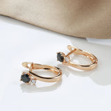 Rose Zircon Clip Earrings Diamond Inlay 585