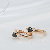 Rose Zircon Clip Earrings Diamond Inlay 585