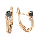 Rose Zircon Clip Earrings Diamond Inlay 585