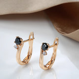 Rose Zircon Clip Earrings Diamond Inlay 585