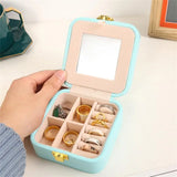 Mirror Jewelry Organizer Box Leather Holder Case Necklace Watch Storage