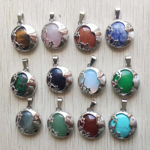 12pcs Stone Metal Moon Star Pendants for DIY Necklace