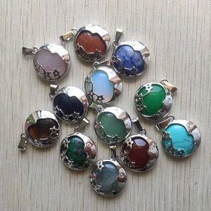 12pcs Stone Metal Moon Star Pendants for DIY Necklace