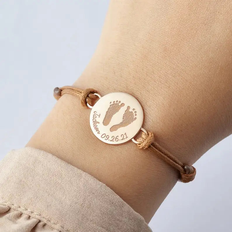 Mom Gift Baby Footprint Bracelet First Time Mom Gift