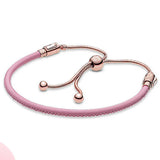Adjustable Pink & Leather Bracelet Bangle for Charm Jewelry