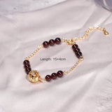 Natural Garnet Rutilated Quartz Beaded Bracelet for Women