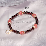 Natural Garnet Rutilated Quartz Beaded Bracelet for Women