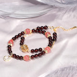 Natural Garnet Rutilated Quartz Beaded Bracelet for Women