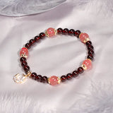 Natural Garnet Rutilated Quartz Beaded Bracelet for Women
