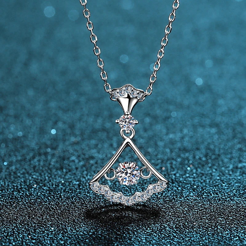 Moosanite Diamond Skirt Necklace Sparkly 925 Sterling Silver Romantic Boutique