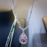 Morganite Water Drop Pear-Shaped Necklace 925 Stamp Diamond